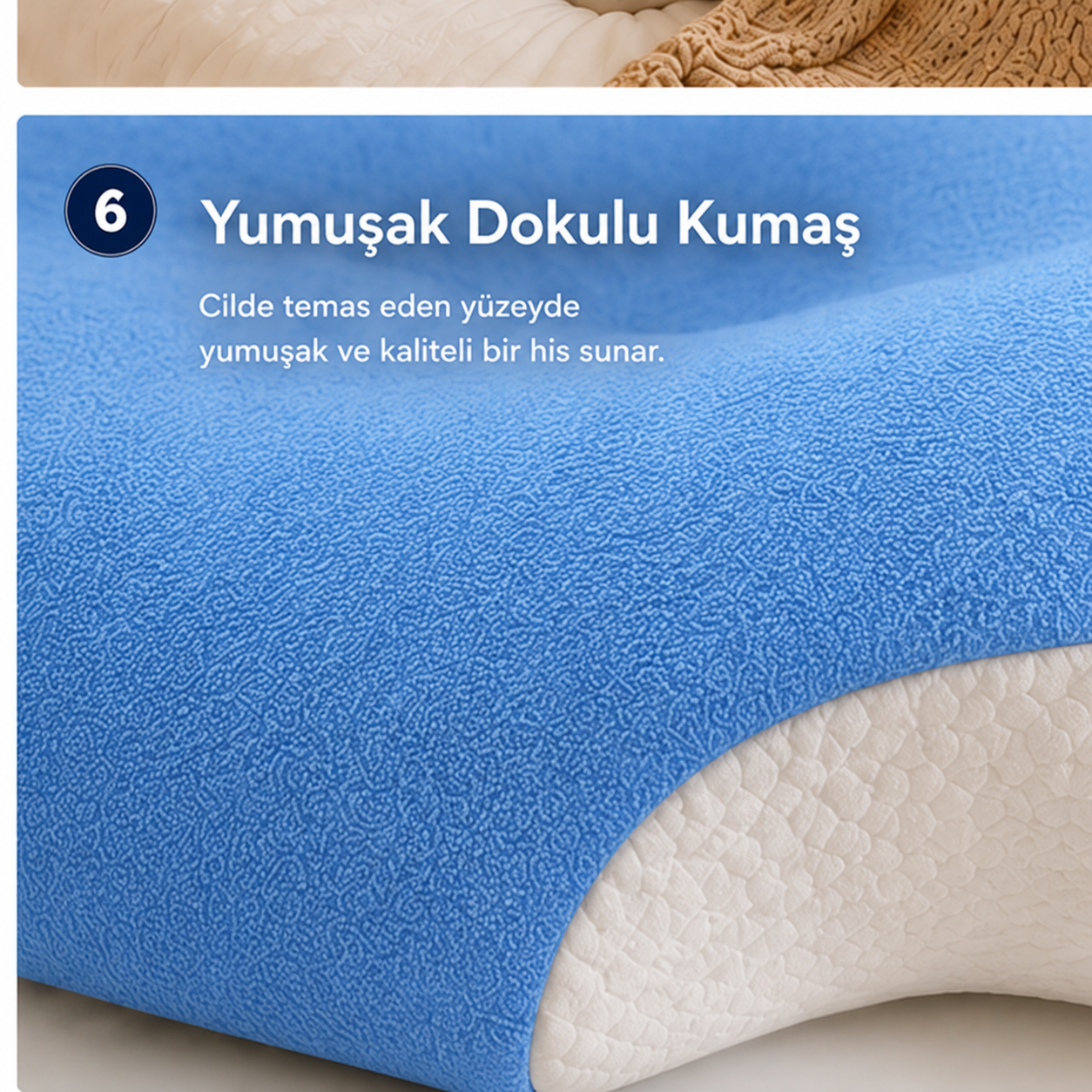Viscomina Kelebek Uyku Yastığı Boyun Destekli %100 Memory Foam Visco Yastık (MAVİ)