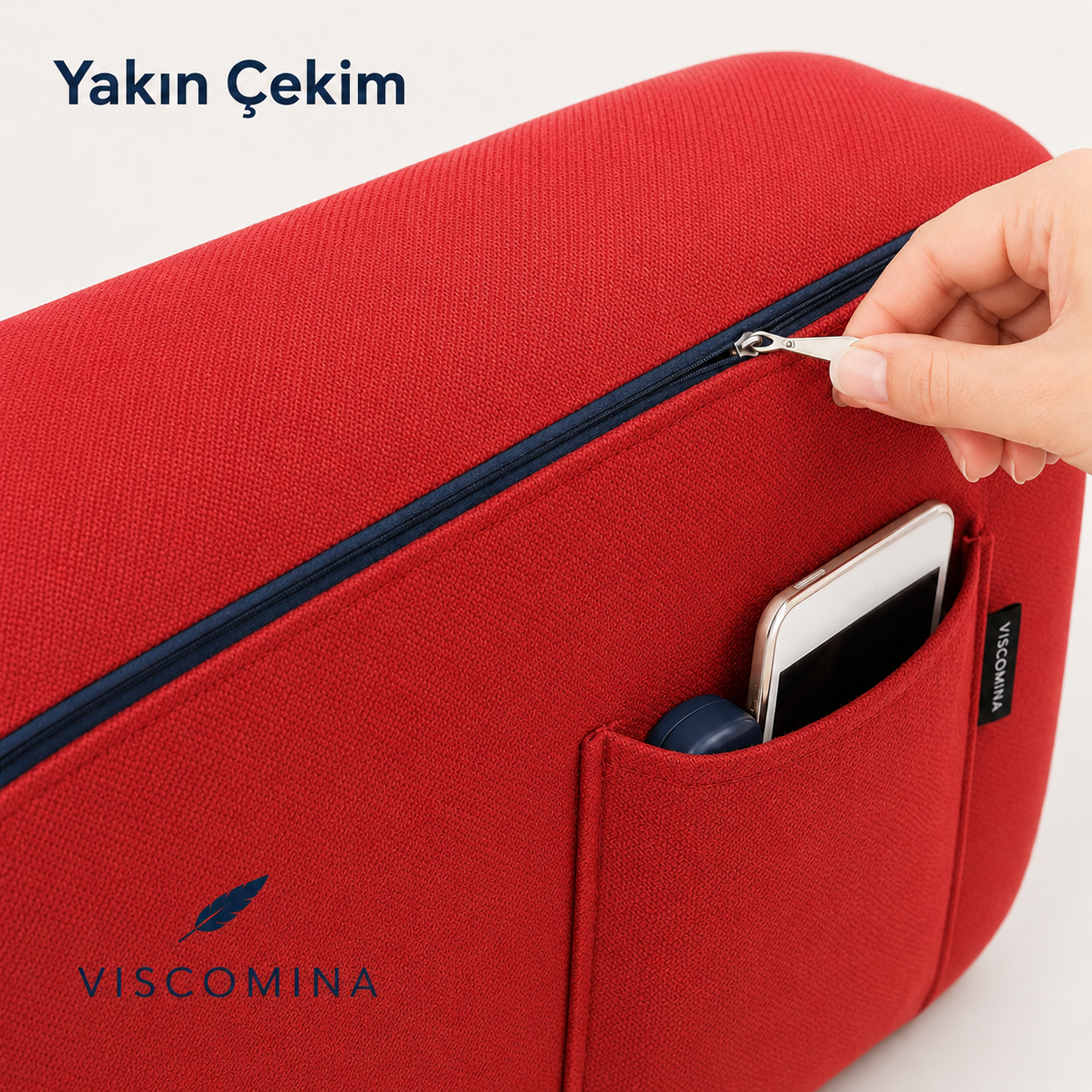 Viscomina Dizüstü Yastık Masası | Ekstra Cepli Laptop, Kitap ve Okuma Yastığı (BORDO)