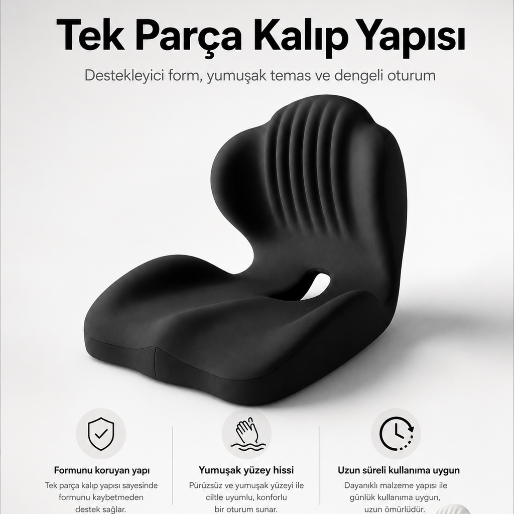 Viscomina Ortopedik Bel ve Oturma Minderi | Hafızalı Köpük Sandalye Minderi