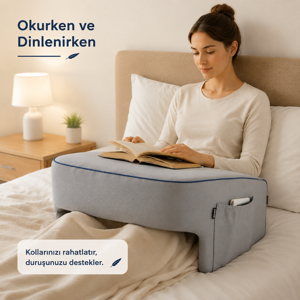 Viscomina Dizüstü Yastık Masası | Ekstra Cepli Laptop, Kitap ve Okuma Yastığı (GRİ)