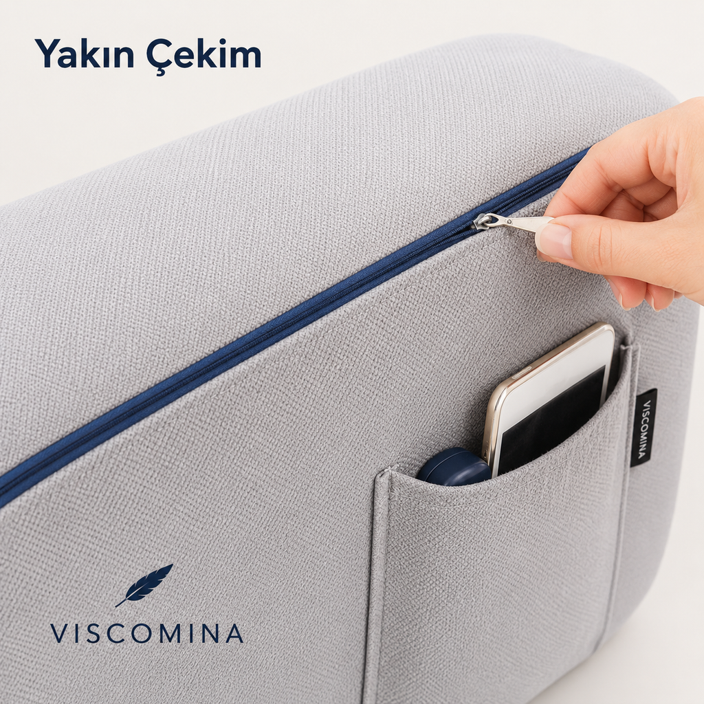 Viscomina Dizüstü Yastık Masası | Ekstra Cepli Laptop, Kitap ve Okuma Yastığı (GRİ)
