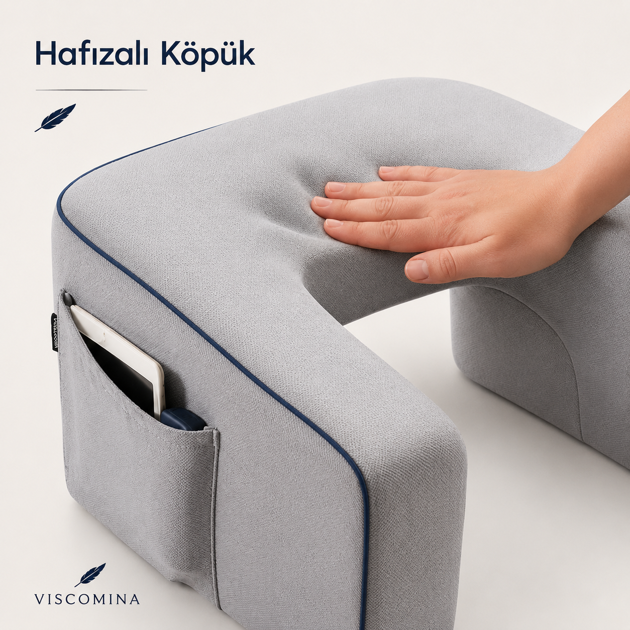 Viscomina Dizüstü Yastık Masası | Ekstra Cepli Laptop, Kitap ve Okuma Yastığı (GRİ)