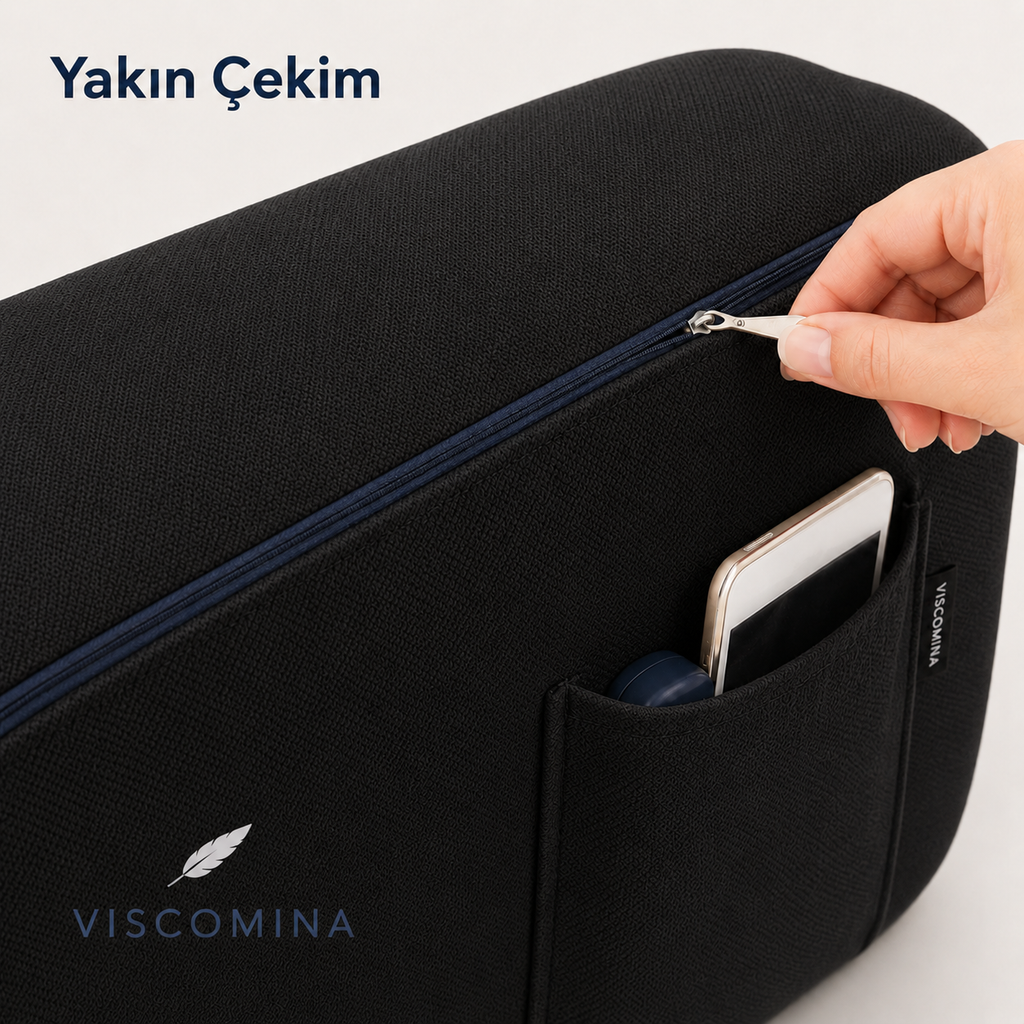 Viscomina Dizüstü Yastık Masası | Ekstra Cepli Laptop, Kitap ve Okuma Yastığı (SİYAH)