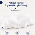 Viscomina Kelebek Uyku Yastığı Boyun Destekli %100 Memory Foam Visco Yastık (BEYAZ)