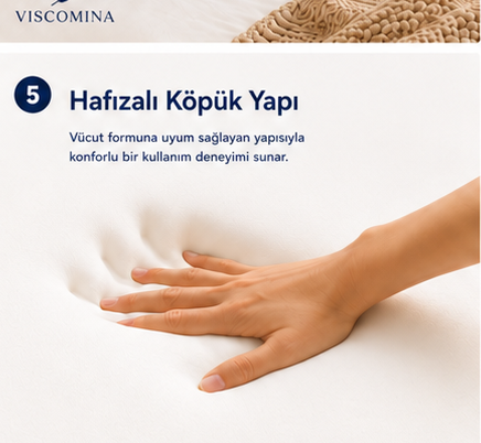 Viscomina Kelebek Uyku Yastığı Boyun Destekli %100 Memory Foam Visco Yastık (GRİ)