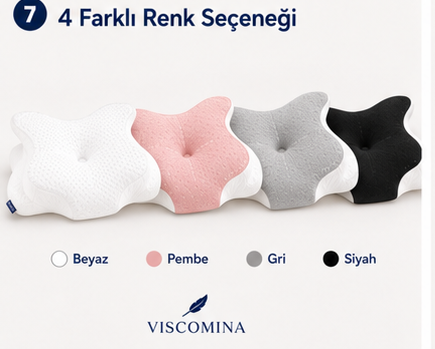 Viscomina Kelebek Uyku Yastığı Boyun Destekli %100 Memory Foam Visco Yastık (SİYAH)