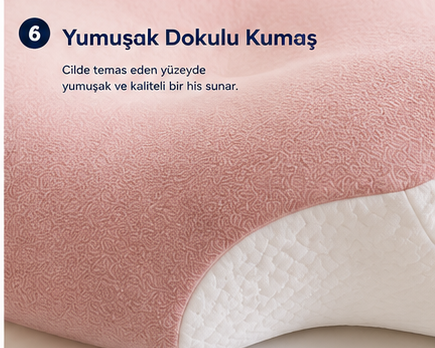 Viscomina Kelebek Uyku Yastığı Boyun Destekli %100 Memory Foam Visco Yastık (PEMBE)