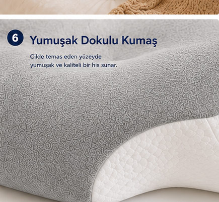 Viscomina Kelebek Uyku Yastığı Boyun Destekli %100 Memory Foam Visco Yastık (GRİ)